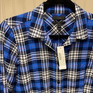 J. Crew Blue & white flannel button down boy fit